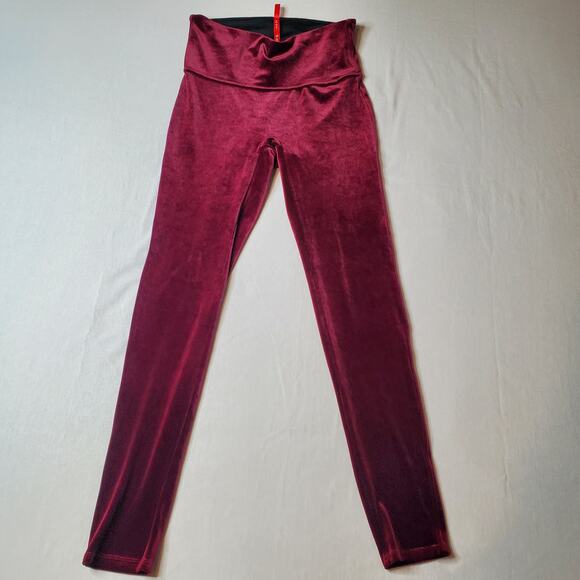 Spanx Women's Size L Velvet Leggings Burgundy 2070 - Picture 2 of 7